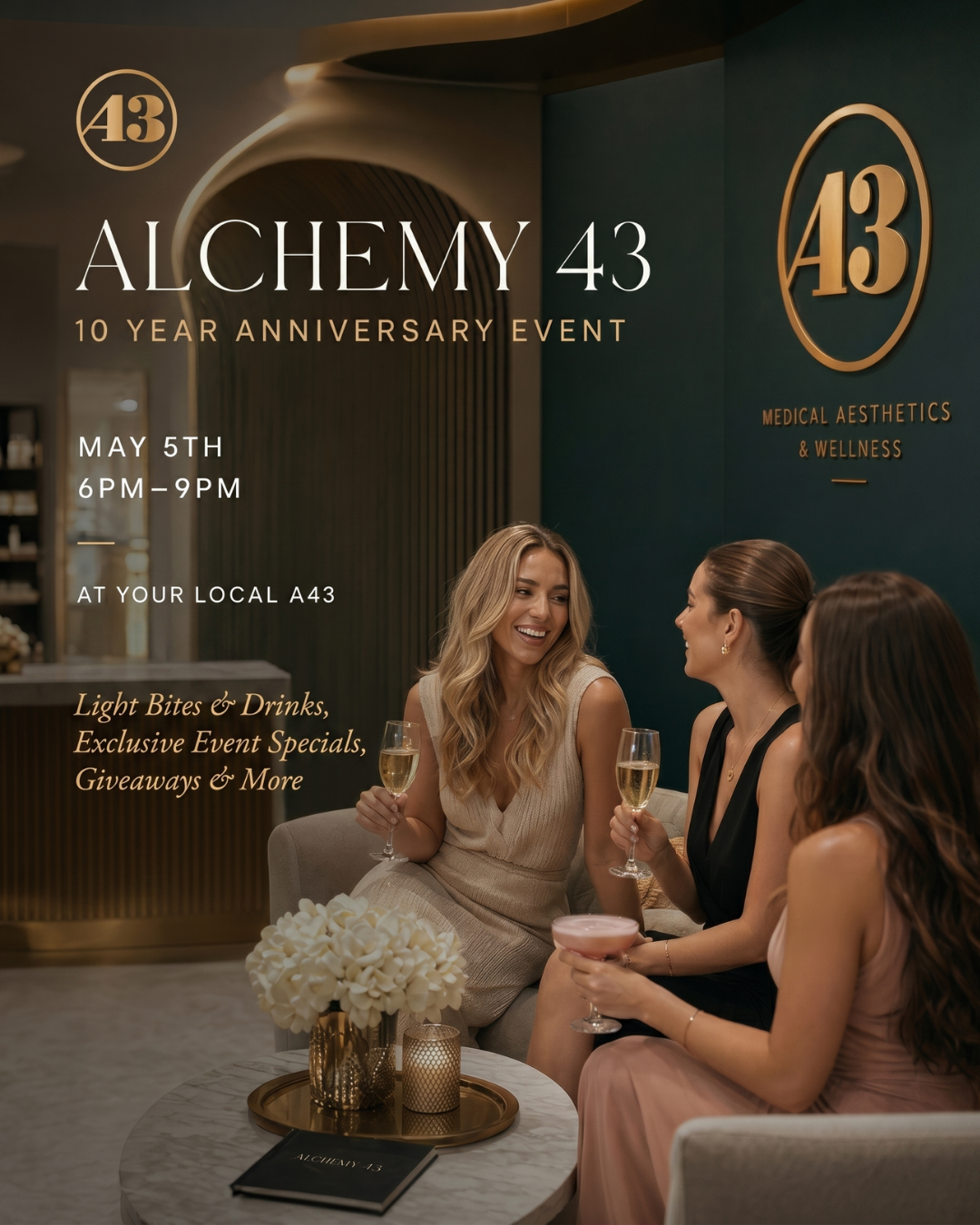 Alchemy 43 ten-year anniversary campaign inside a clinic