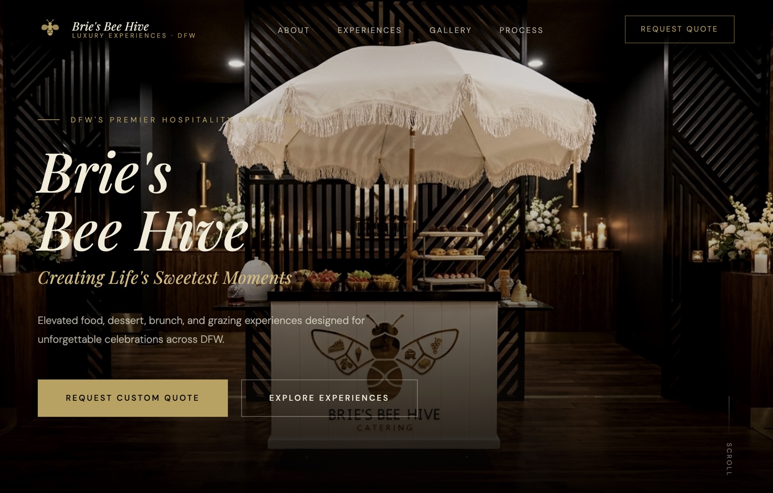 Redesigned Brie's Bee Hive homepage shown on laptop mockup