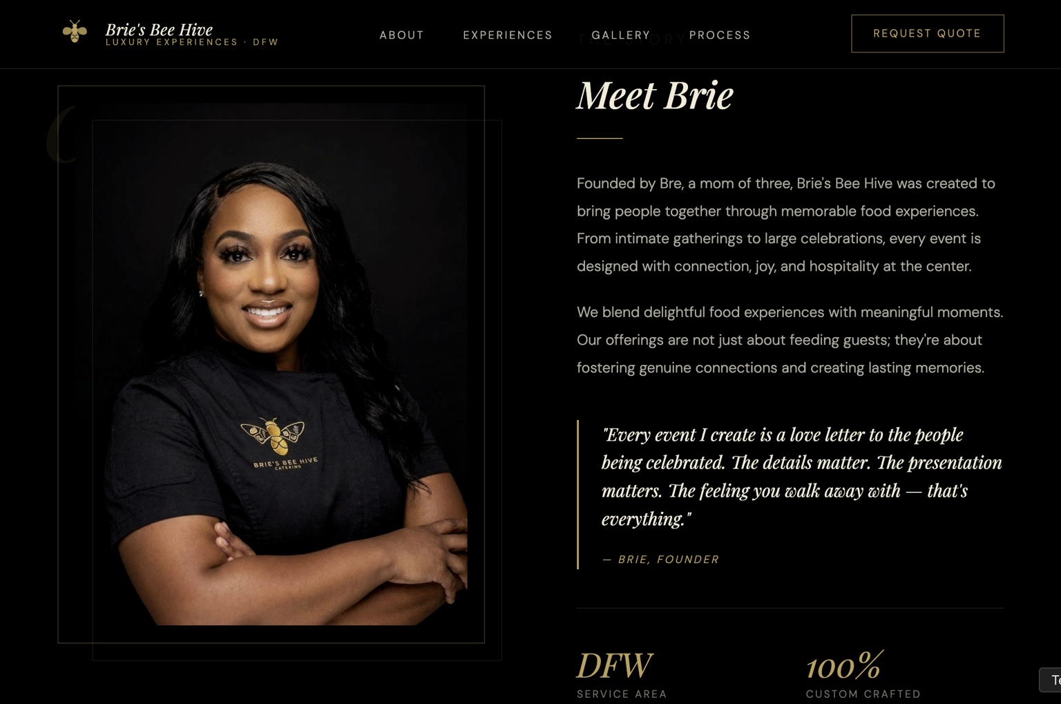 Redesigned Meet Brie section of the website