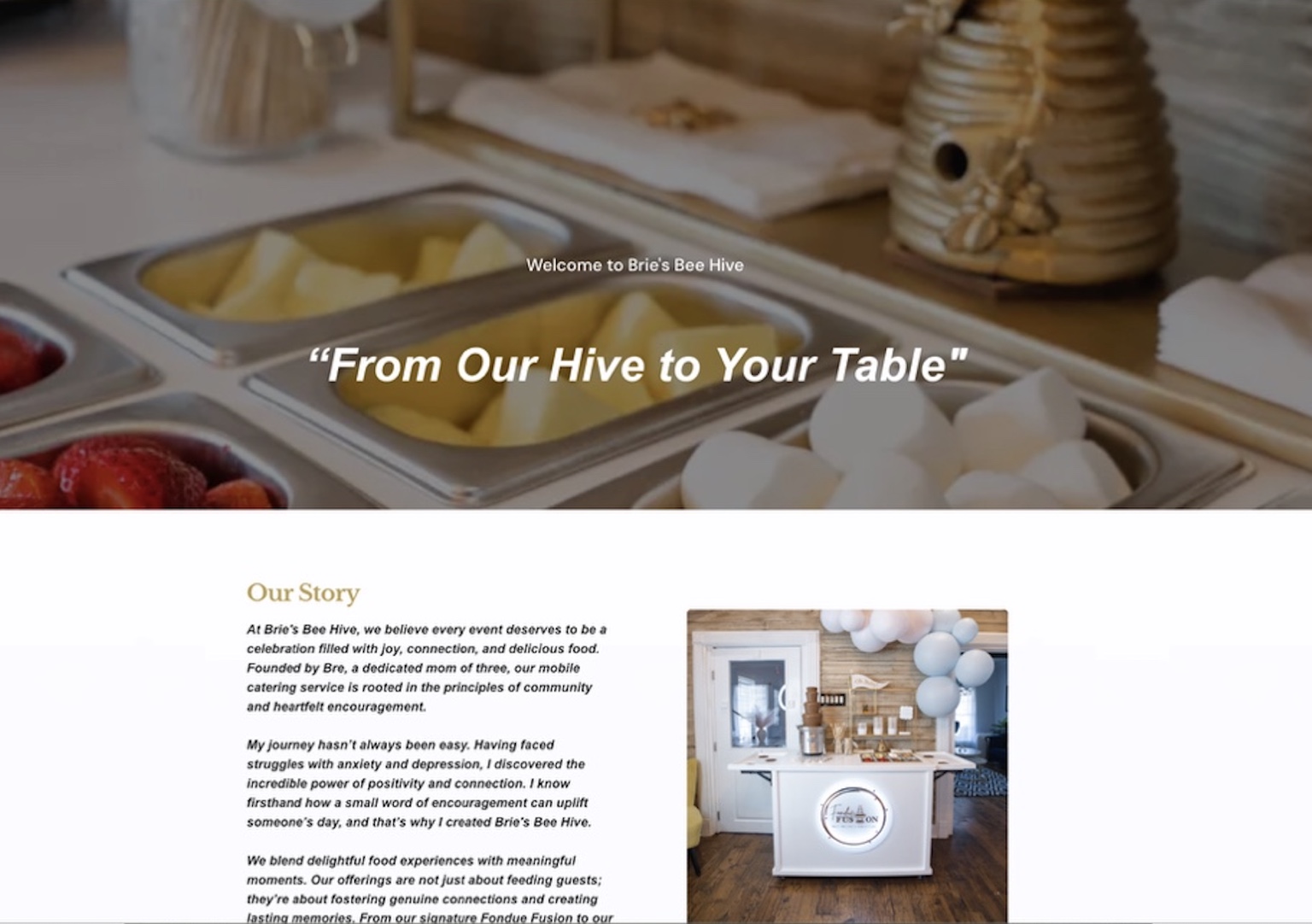 Before screenshot of Brie's Bee Hive original homepage
